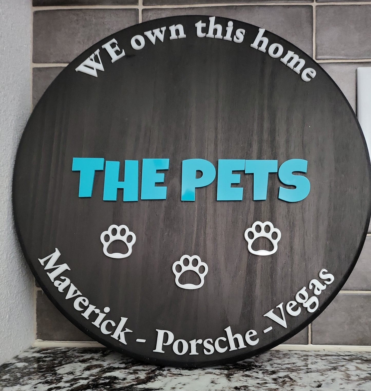 Personalized, funny home sign for the pets